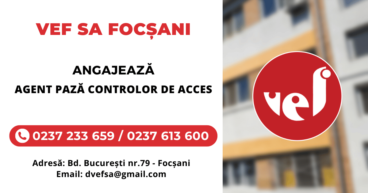 Ofertă angajare agent pază controlor de acces în Focșani