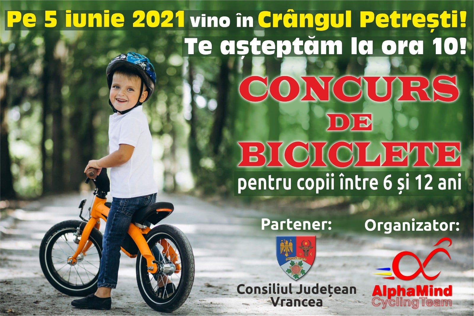 Concurs de biciclete în Crângul Petrești pe 5 iunie 2021